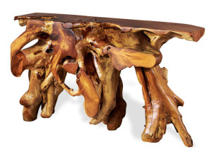 teak root console table (2)